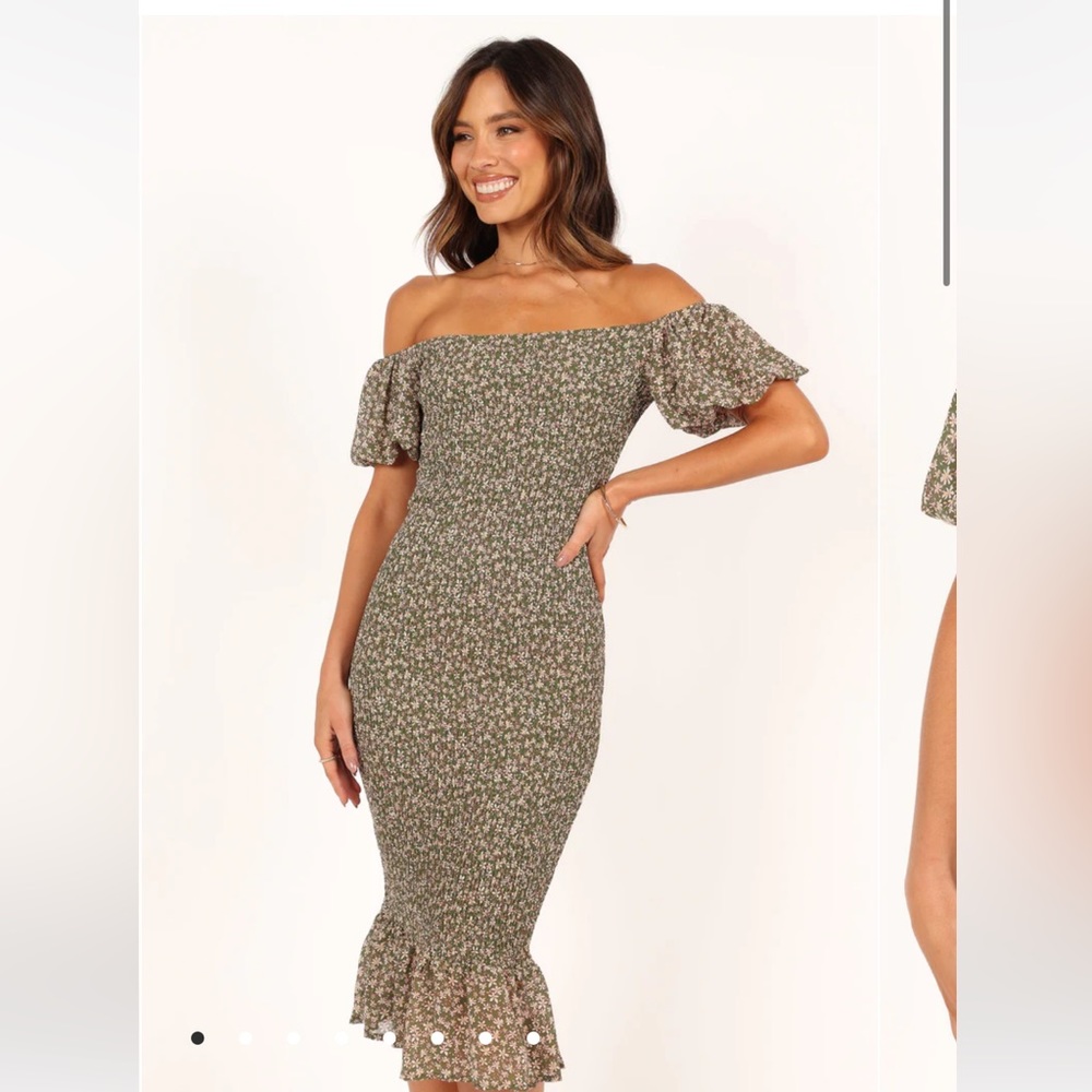 Petal & Pup off shoulder bodycon midi dress